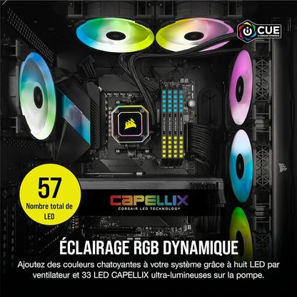 Icue H150I Elite Capellix Liquid CPU Cooler, RGB Pump + Fans, 360Mm for Radiator