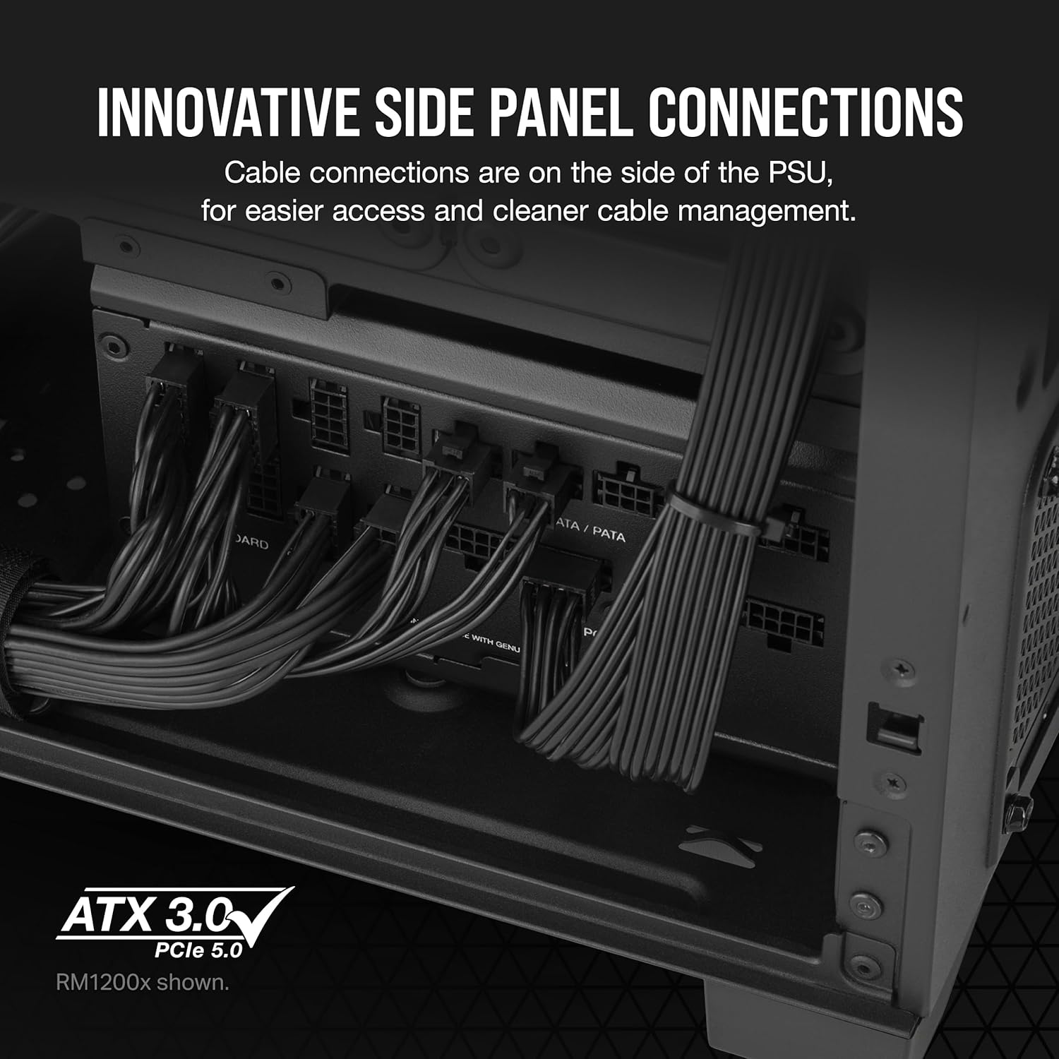 Rm1000X Shift Fully Modular ATX Power Supply - Modular Side Interface - ATX 3.0 & Pcie 5.0 Compliant - Zero RPM Fan Mode - 105°C-Rated Capacitors - 80 plus Gold Efficiency - Black