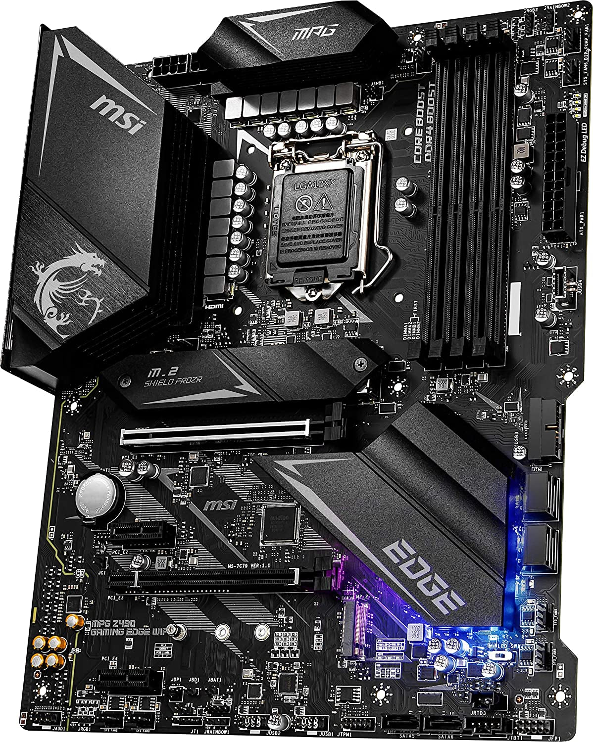 MPG Z490 GAMING EDGE WIFI ATX Gaming Motherboard (10Th Gen Intel Core, LGA 1200 Socket, DDR4, CF, Dual M.2 Slots, USB 3.2 Gen 2, Wi-Fi 6, DP/HDMI, Mystic Light RGB)