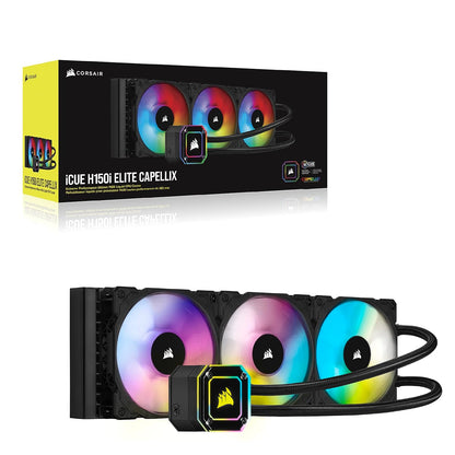 Icue H150I Elite Capellix Liquid CPU Cooler, RGB Pump + Fans, 360Mm for Radiator